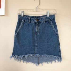 Frayed Denim Mini Skirt